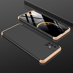 Funda Dura Plastico Rigida Carcasa Mate Frontal y Trasera 360 Grados para Samsung Galaxy A51 5G Oro y Negro