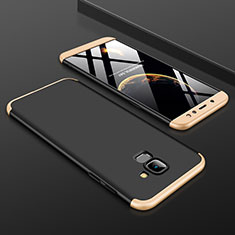 Funda Dura Plastico Rigida Carcasa Mate Frontal y Trasera 360 Grados para Samsung Galaxy A6 (2018) Dual SIM Oro y Negro