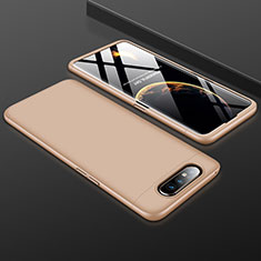 Funda Dura Plastico Rigida Carcasa Mate Frontal y Trasera 360 Grados para Samsung Galaxy A80 Oro
