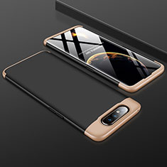 Funda Dura Plastico Rigida Carcasa Mate Frontal y Trasera 360 Grados para Samsung Galaxy A80 Oro y Negro