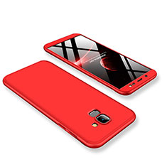 Funda Dura Plastico Rigida Carcasa Mate Frontal y Trasera 360 Grados para Samsung Galaxy J6 (2018) J600F Rojo