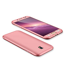 Funda Dura Plastico Rigida Carcasa Mate Frontal y Trasera 360 Grados para Samsung Galaxy J7 Pro Oro Rosa