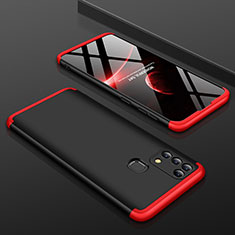 Funda Dura Plastico Rigida Carcasa Mate Frontal y Trasera 360 Grados para Samsung Galaxy M31 Rojo y Negro