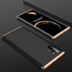 Funda Dura Plastico Rigida Carcasa Mate Frontal y Trasera 360 Grados para Samsung Galaxy Note 10 Plus Oro y Negro