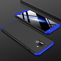 Funda Dura Plastico Rigida Carcasa Mate Frontal y Trasera 360 Grados para Samsung Galaxy On6 (2018) J600F J600G Azul y Negro