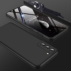 Funda Dura Plastico Rigida Carcasa Mate Frontal y Trasera 360 Grados para Samsung Galaxy S21 5G Negro