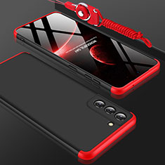 Funda Dura Plastico Rigida Carcasa Mate Frontal y Trasera 360 Grados para Samsung Galaxy S21 5G Rojo y Negro