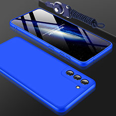 Funda Dura Plastico Rigida Carcasa Mate Frontal y Trasera 360 Grados para Samsung Galaxy S21 FE 5G Azul