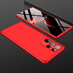 Funda Dura Plastico Rigida Carcasa Mate Frontal y Trasera 360 Grados para Samsung Galaxy S21 Ultra 5G Rojo