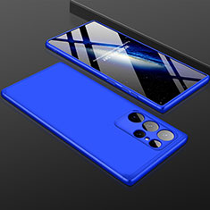 Funda Dura Plastico Rigida Carcasa Mate Frontal y Trasera 360 Grados para Samsung Galaxy S22 Ultra 5G Azul