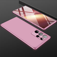 Funda Dura Plastico Rigida Carcasa Mate Frontal y Trasera 360 Grados para Samsung Galaxy S22 Ultra 5G Oro Rosa