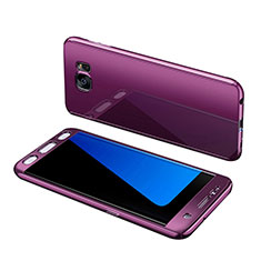 Funda Dura Plastico Rigida Carcasa Mate Frontal y Trasera 360 Grados para Samsung Galaxy S7 Edge G935F Morado