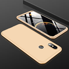 Funda Dura Plastico Rigida Carcasa Mate Frontal y Trasera 360 Grados para Xiaomi Mi 8 Oro