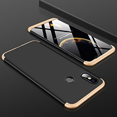 Funda Dura Plastico Rigida Carcasa Mate Frontal y Trasera 360 Grados para Xiaomi Mi 8 Oro y Negro