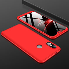 Funda Dura Plastico Rigida Carcasa Mate Frontal y Trasera 360 Grados para Xiaomi Mi A2 Lite Rojo