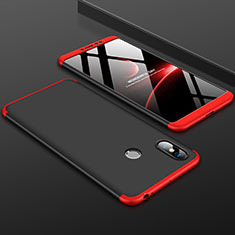 Funda Dura Plastico Rigida Carcasa Mate Frontal y Trasera 360 Grados para Xiaomi Mi Max 3 Rojo y Negro