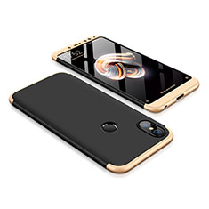 Funda Dura Plastico Rigida Carcasa Mate Frontal y Trasera 360 Grados para Xiaomi Redmi Note 5 Oro y Negro