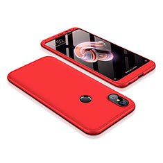 Funda Dura Plastico Rigida Carcasa Mate Frontal y Trasera 360 Grados para Xiaomi Redmi Note 5 Pro Rojo