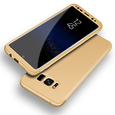 Funda Dura Plastico Rigida Carcasa Mate Frontal y Trasera 360 Grados Q03 para Samsung Galaxy S8 Oro