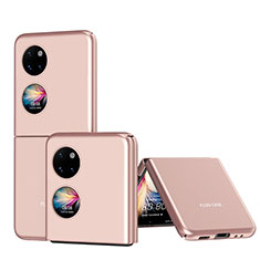 Funda Dura Plastico Rigida Carcasa Mate Frontal y Trasera 360 Grados QH1 para Huawei P50 Pocket Oro Rosa
