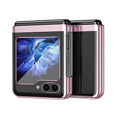 Funda Dura Plastico Rigida Carcasa Mate Frontal y Trasera 360 Grados QH2 para Samsung Galaxy Z Flip5 5G Oro Rosa