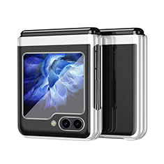 Funda Dura Plastico Rigida Carcasa Mate Frontal y Trasera 360 Grados QH2 para Samsung Galaxy Z Flip5 5G Plata