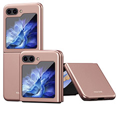 Funda Dura Plastico Rigida Carcasa Mate Frontal y Trasera 360 Grados QH4 para Samsung Galaxy Z Flip5 5G Oro Rosa
