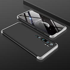 Funda Dura Plastico Rigida Carcasa Mate Frontal y Trasera 360 Grados R01 para Xiaomi Mi Note 10 Plata y Negro