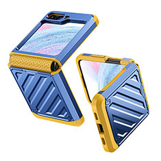 Funda Dura Plastico Rigida Carcasa Mate Frontal y Trasera 360 Grados Z01L para Samsung Galaxy Z Flip5 5G Azul