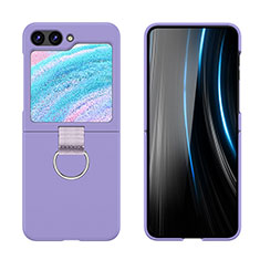 Funda Dura Plastico Rigida Carcasa Mate Frontal y Trasera 360 Grados Z03L para Samsung Galaxy Z Flip5 5G Purpura Claro