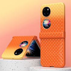 Funda Dura Plastico Rigida Carcasa Mate Frontal y Trasera 360 Grados ZL6 para Huawei P50 Pocket Naranja