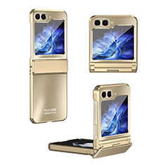 Funda Dura Plastico Rigida Carcasa Mate Frontal y Trasera 360 Grados ZL7 para Samsung Galaxy Z Flip5 5G Oro