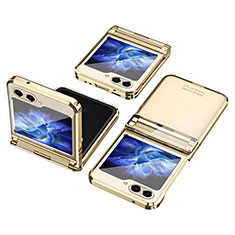 Funda Dura Plastico Rigida Carcasa Mate Frontal y Trasera 360 Grados ZL9 para Samsung Galaxy Z Flip5 5G Oro