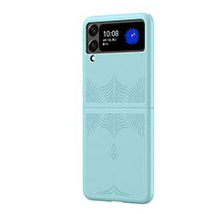 Funda Dura Plastico Rigida Carcasa Mate H03 para Samsung Galaxy Z Flip3 5G Azul Cielo