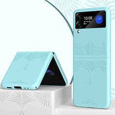 Funda Dura Plastico Rigida Carcasa Mate H04 para Samsung Galaxy Z Flip3 5G Azul Cielo
