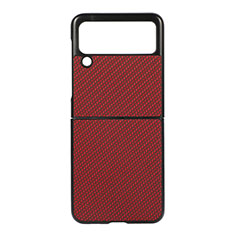 Funda Dura Plastico Rigida Carcasa Mate H08 para Samsung Galaxy Z Flip3 5G Rojo