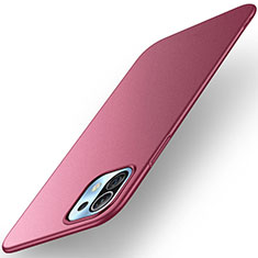 Funda Dura Plastico Rigida Carcasa Mate M01 para Xiaomi Mi 11 Lite 5G NE Rojo Rosa