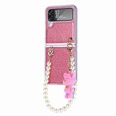 Funda Dura Plastico Rigida Carcasa Mate P09 para Samsung Galaxy Z Flip4 5G Oro Rosa