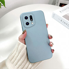 Funda Dura Plastico Rigida Carcasa Mate YK6 para Oppo Find X5 5G Azul Cielo