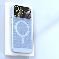 Funda Dura Plastico Rigida Carcasa Perforada con Mag-Safe Magnetic JS1 para Apple iPhone 13 Pro Azul Cielo