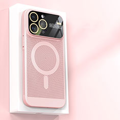Funda Dura Plastico Rigida Carcasa Perforada con Mag-Safe Magnetic JS1 para Apple iPhone 13 Pro Rosa