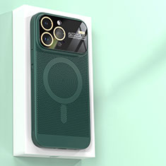 Funda Dura Plastico Rigida Carcasa Perforada con Mag-Safe Magnetic JS1 para Apple iPhone 13 Pro Verde