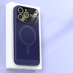 Funda Dura Plastico Rigida Carcasa Perforada con Mag-Safe Magnetic JS1 para Apple iPhone 15 Pro Max Azul