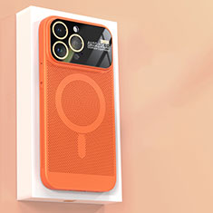 Funda Dura Plastico Rigida Carcasa Perforada con Mag-Safe Magnetic JS1 para Apple iPhone 15 Pro Naranja