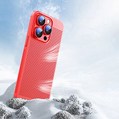 Funda Dura Plastico Rigida Carcasa Perforada para Apple iPhone 15 Pro Max Rojo