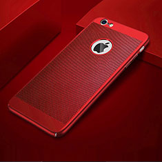 Funda Dura Plastico Rigida Carcasa Perforada para Apple iPhone 6 Rojo