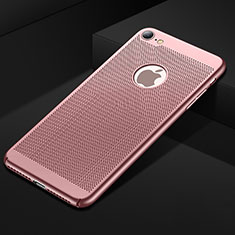 Funda Dura Plastico Rigida Carcasa Perforada para Apple iPhone 7 Oro Rosa
