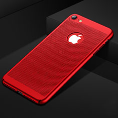 Funda Dura Plastico Rigida Carcasa Perforada para Apple iPhone 7 Rojo