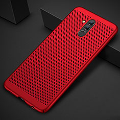 Funda Dura Plastico Rigida Carcasa Perforada para Huawei Mate 20 Lite Rojo