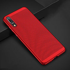 Funda Dura Plastico Rigida Carcasa Perforada para Huawei P20 Rojo